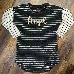 Victoria's Secret Long Sleeved Black and White Nightshirt